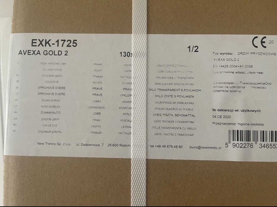 Nowa kabina prysznicowa EXK-1725  AVEXA GOLD2