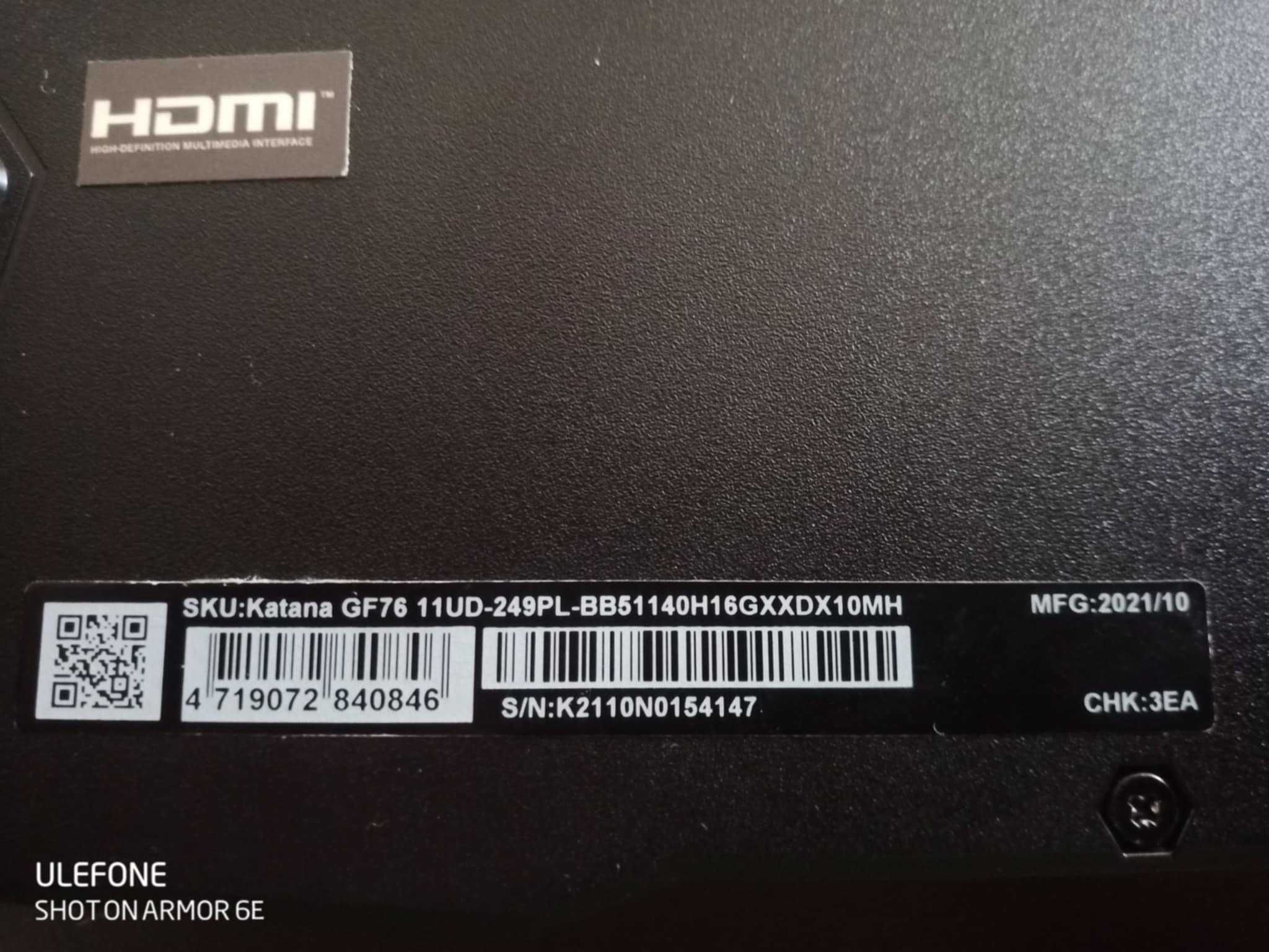 laptop MSI KATANA GF76 11UD-249PL