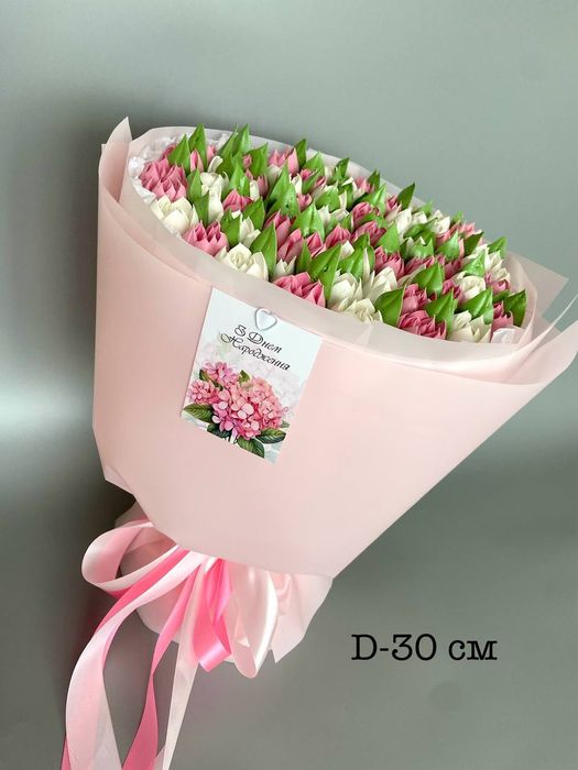 Солодкий букет. Зефір. Зефірні тюльпани. Квіти. Подарунок.