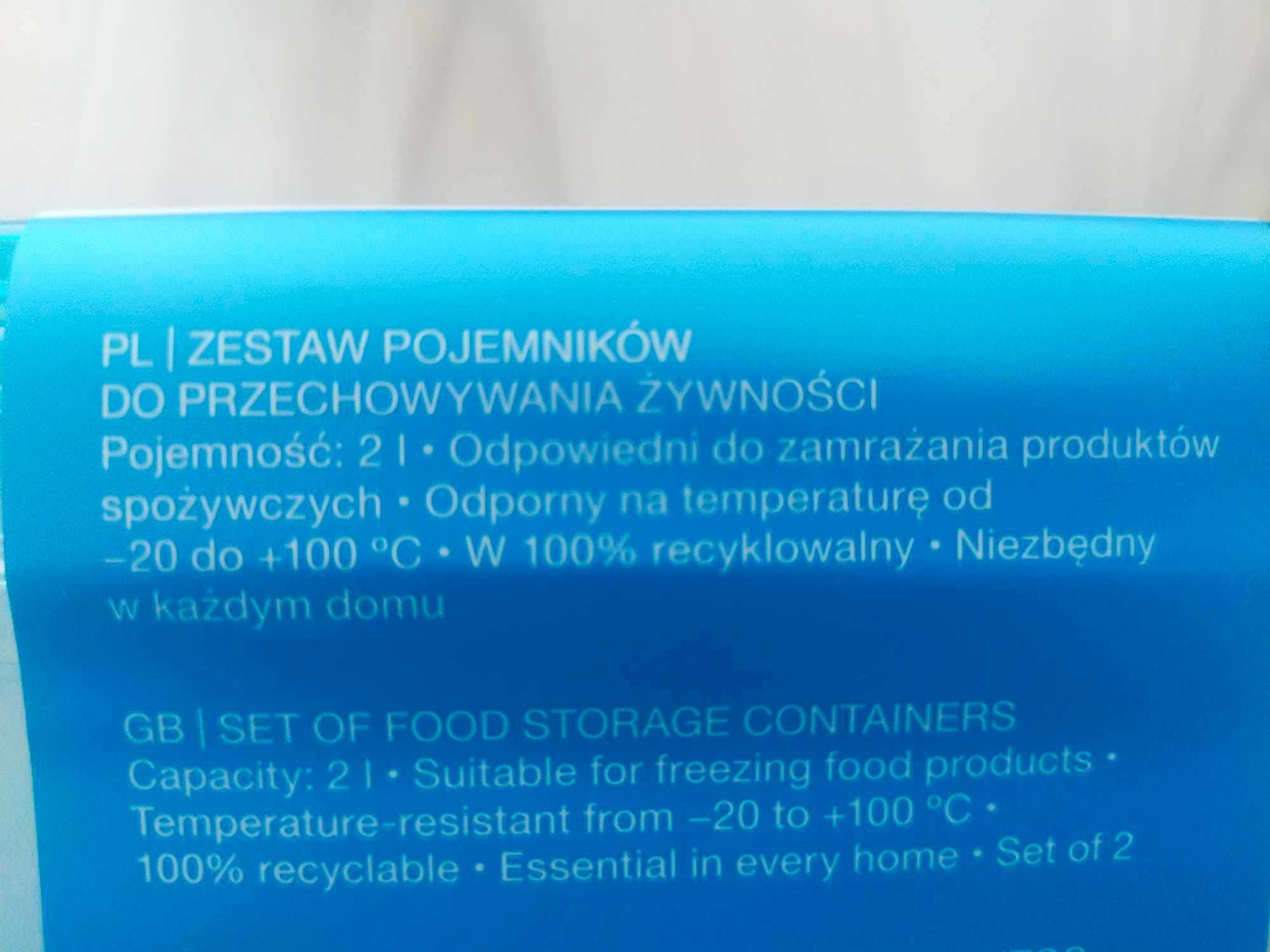 Zestaw 2 pojemników do przechowywania żywności
2 litry