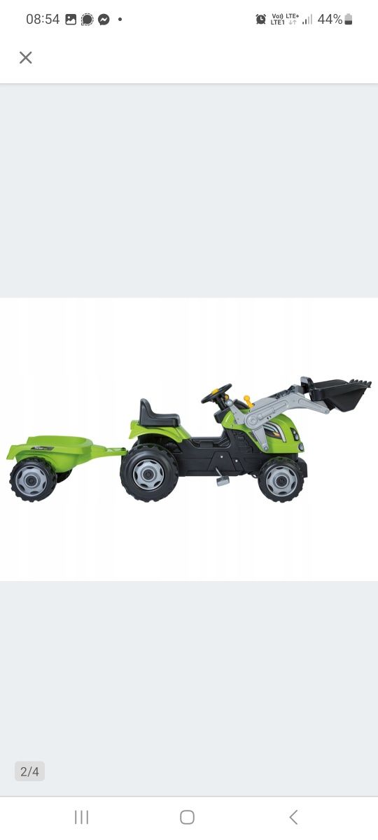 Nowy traktor na pedały z przyczepą i łycha farmer max snoby.