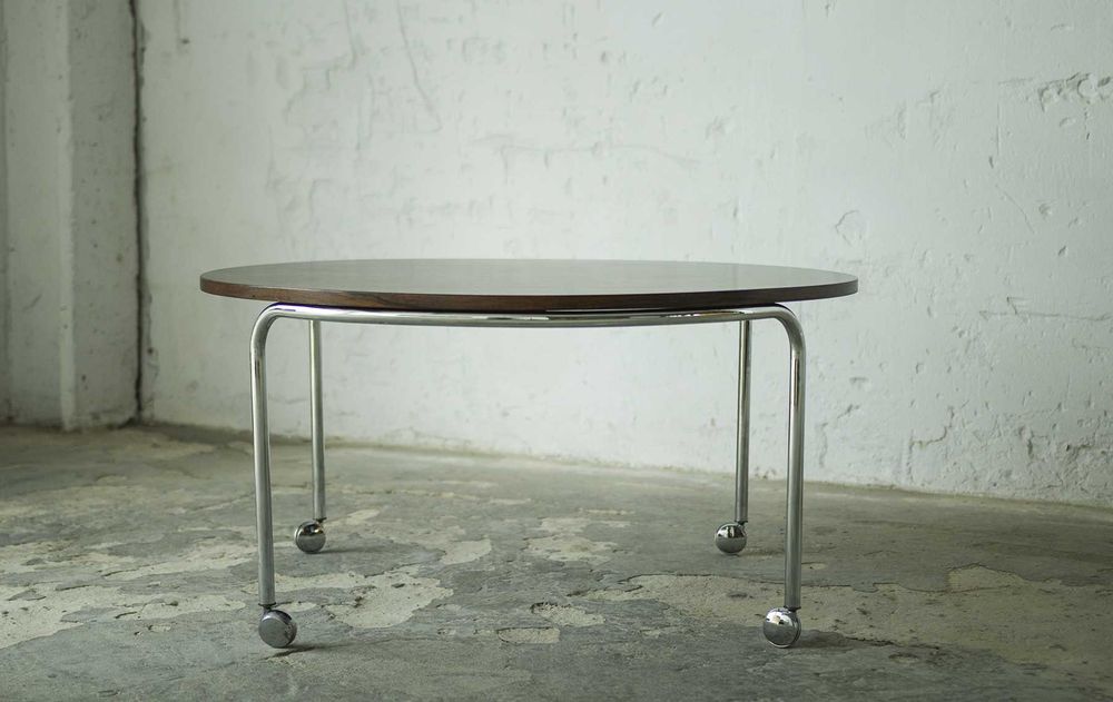 Stolik kawowy bauhaus vintage okrągły chromowany