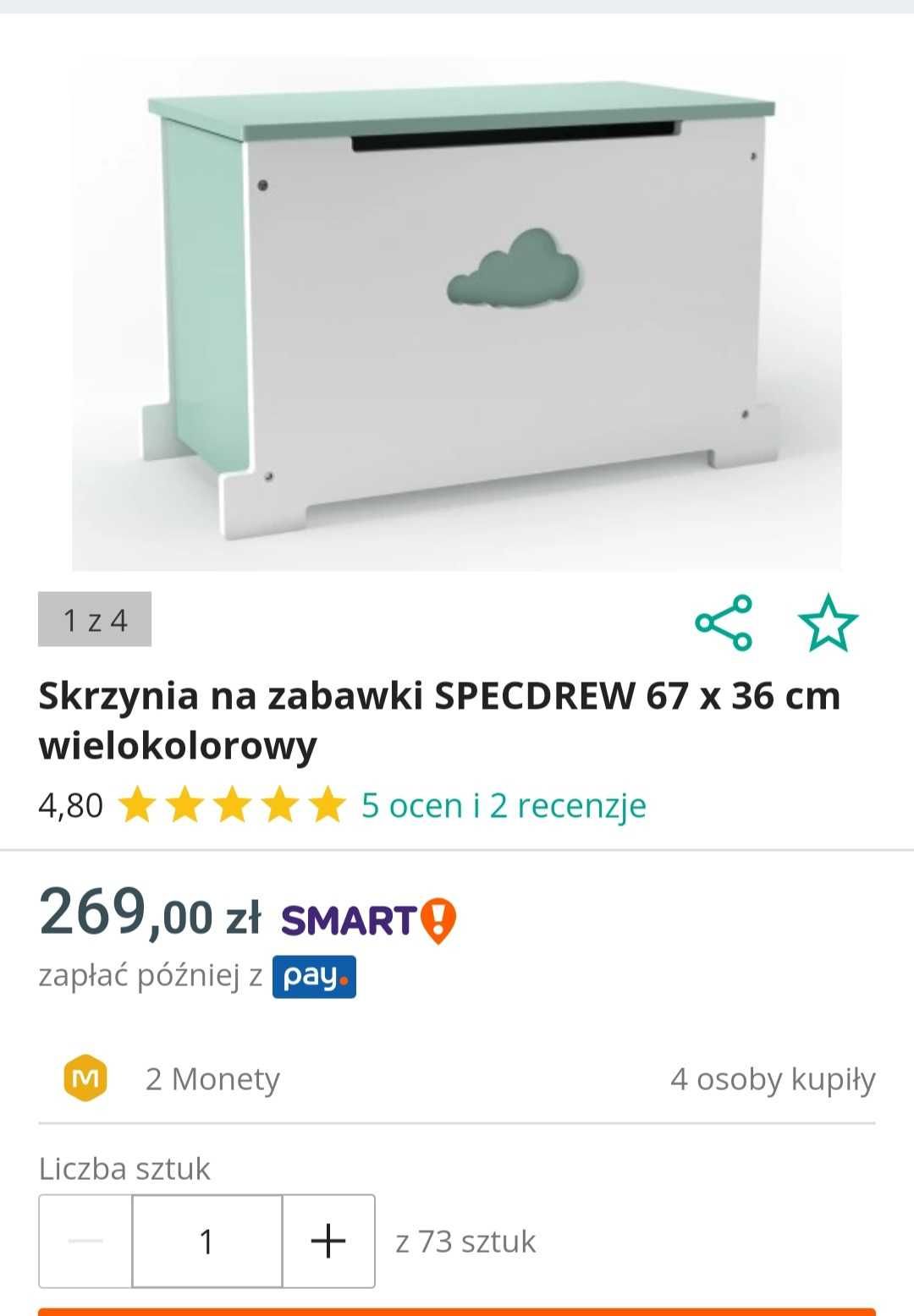 Skrzynia na zabawki Specdrew drewniana z wiekiem do przechowywania