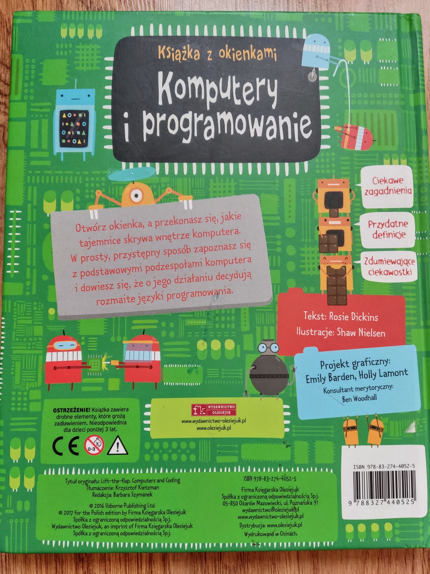 Książka z okienkami dla dzieci Komputery i programowanie Olesiejuk
