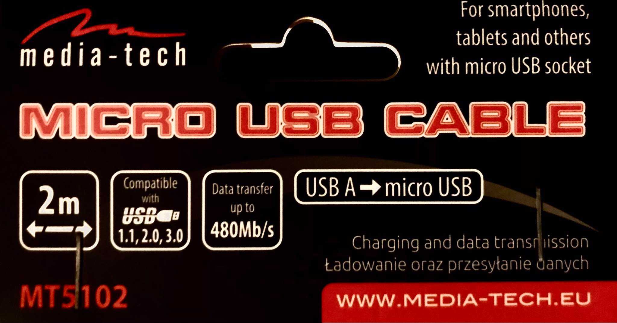 Kabel USB - micro USB typ B 2 m