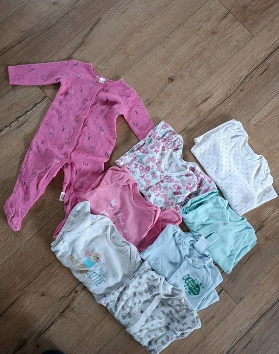 74 pajacyki śpiochy piżamki body białe bawełniane pajac