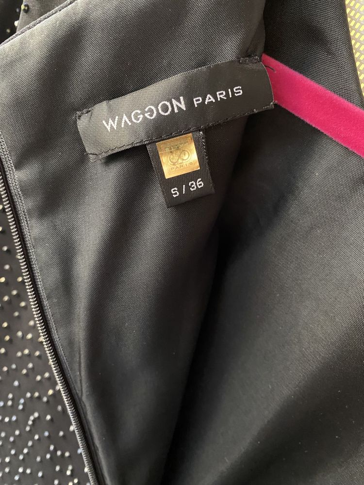 Платье WAGGON, женское черное платье со стразами