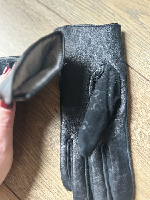 Rękawiczki GG czarne skórzane r. 6,5