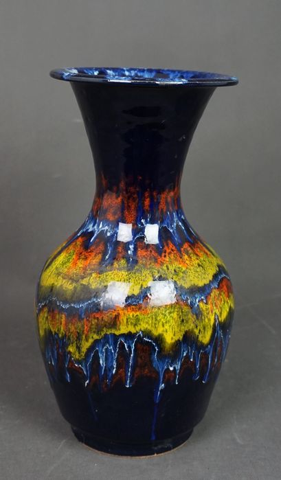 Wazon duży kobaltowy Fat Lava wysokość 30 cm.