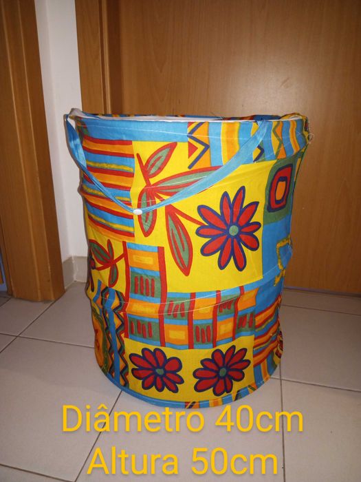 Cesto dobrável para roupa ou brinquedos, arrumação.