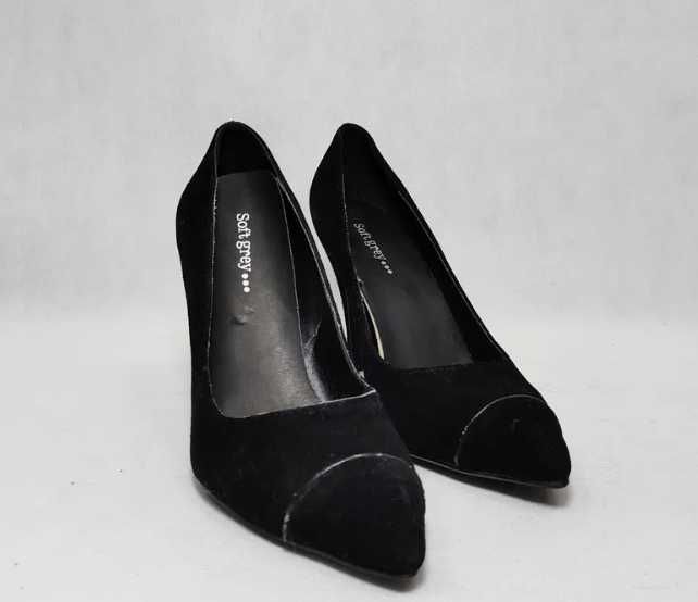 Szpilki czarne w szpic skórzane 40 buty na obcasie SOFT  26 cm BD0173
