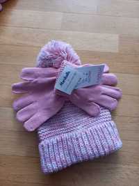 Dziewczęca czapka zimowa z rękawiczkami