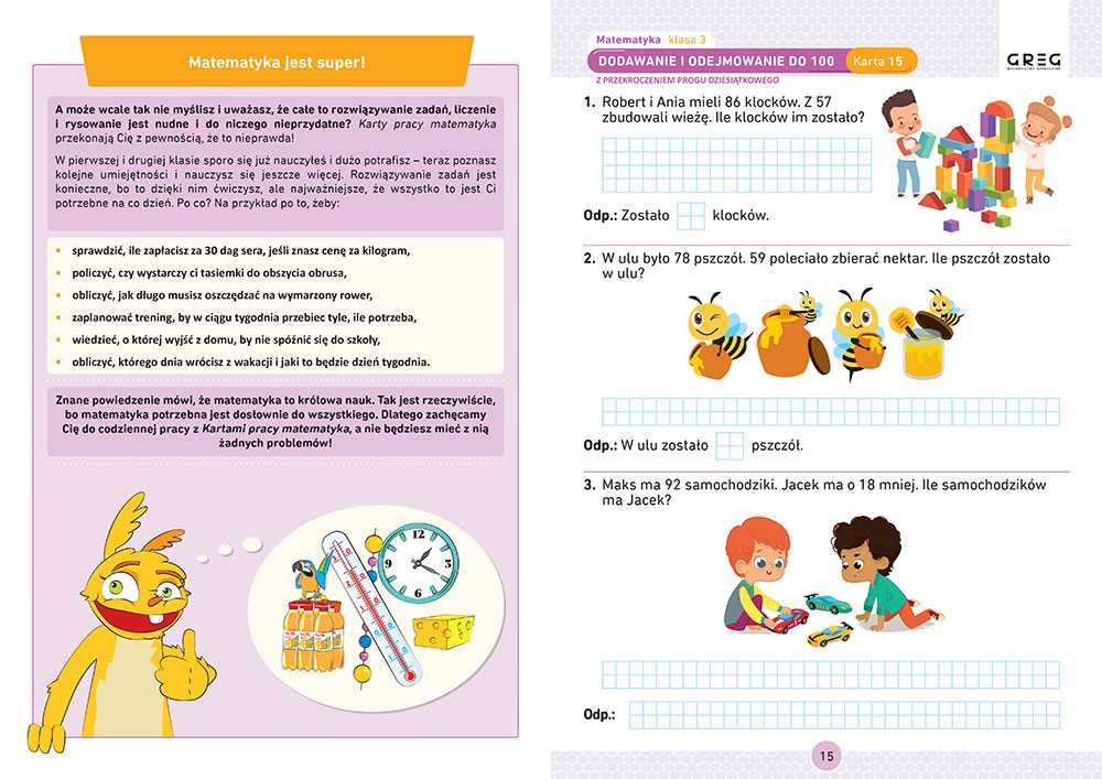 Matematyka klasa 3 Karty PRACY W SZKOLE I W DOMU GREG