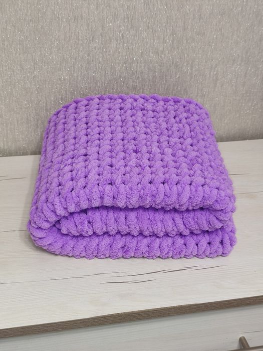 Пледи Alize puffy, в'язаний плед, пледи Алізе пуффі, плед плюшевий