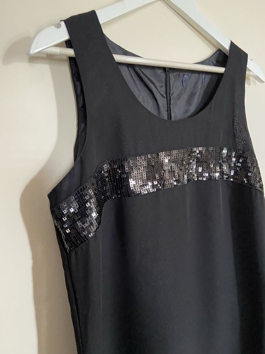 Czarna sukienka cekinowa wieczorowa Charles Vögele M/L ołówkowa