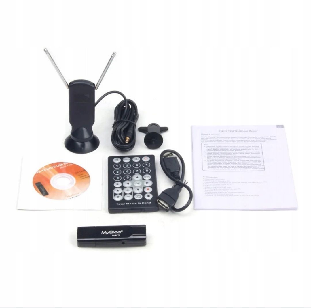 Geniatech T230C Tuner DVB-T2 USB TV do laptopa komputera, z pilotem