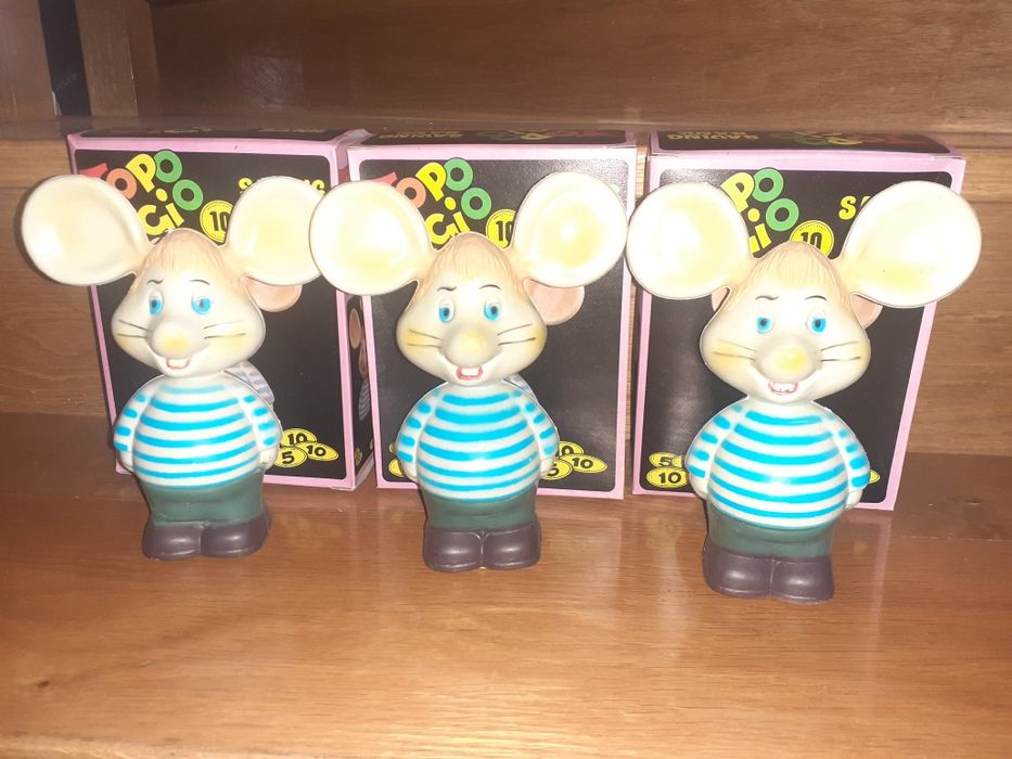 Boneco antigo Topo Gigio com caixa