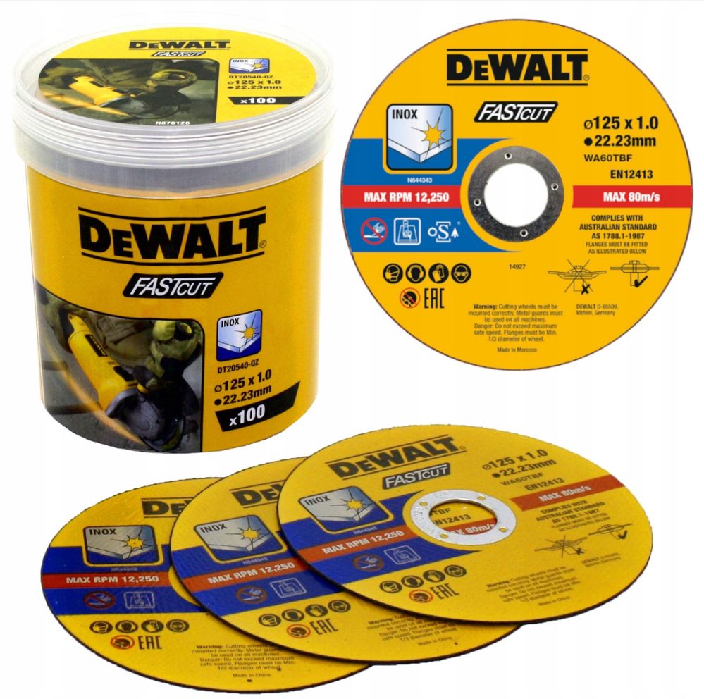Zestaw 100 SZTUK DEWALT Tarcza Tnąca do Metalu Stali
