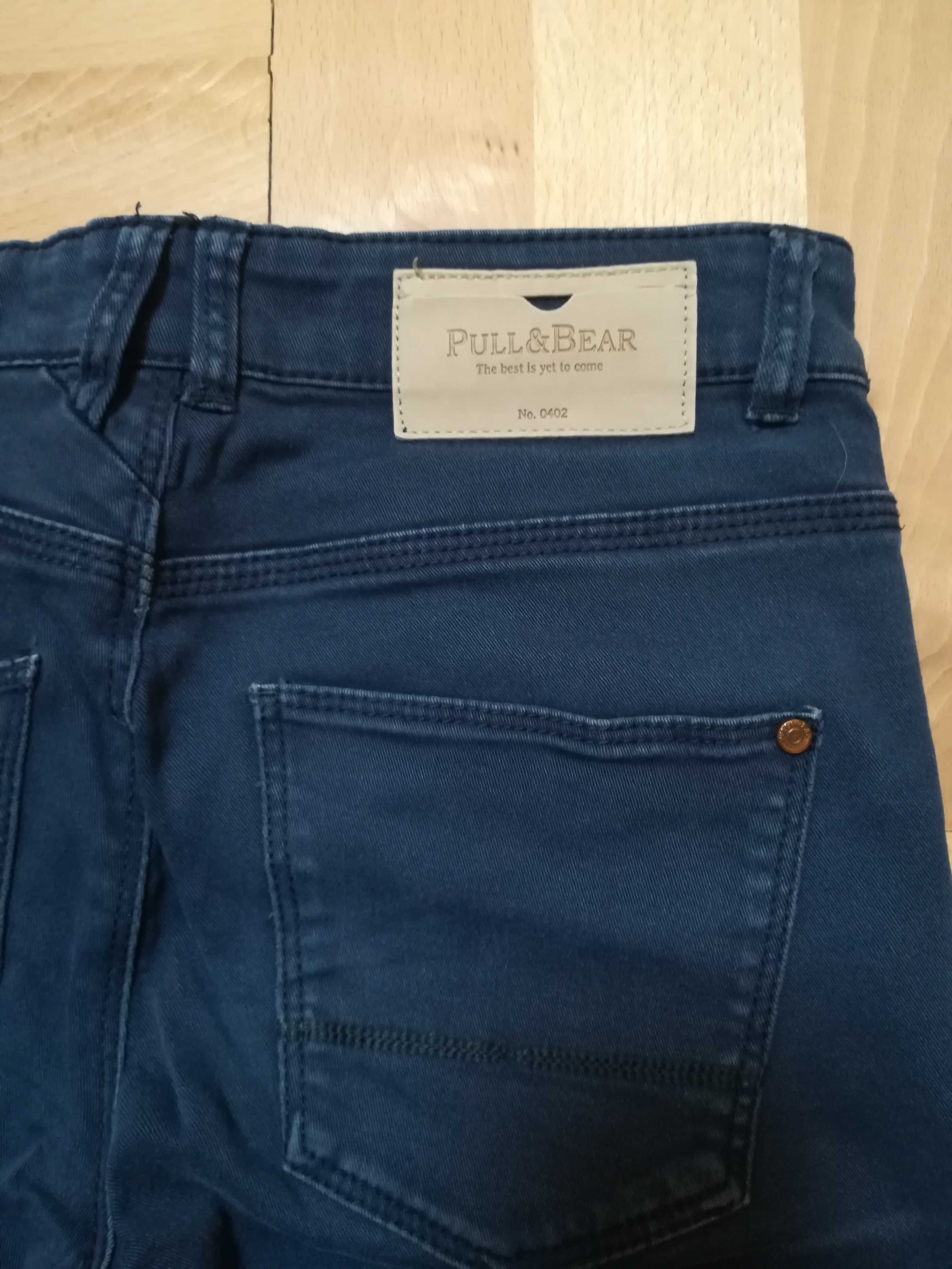 Spodnie materialowe rozmiar 32 granatowe pull & bear