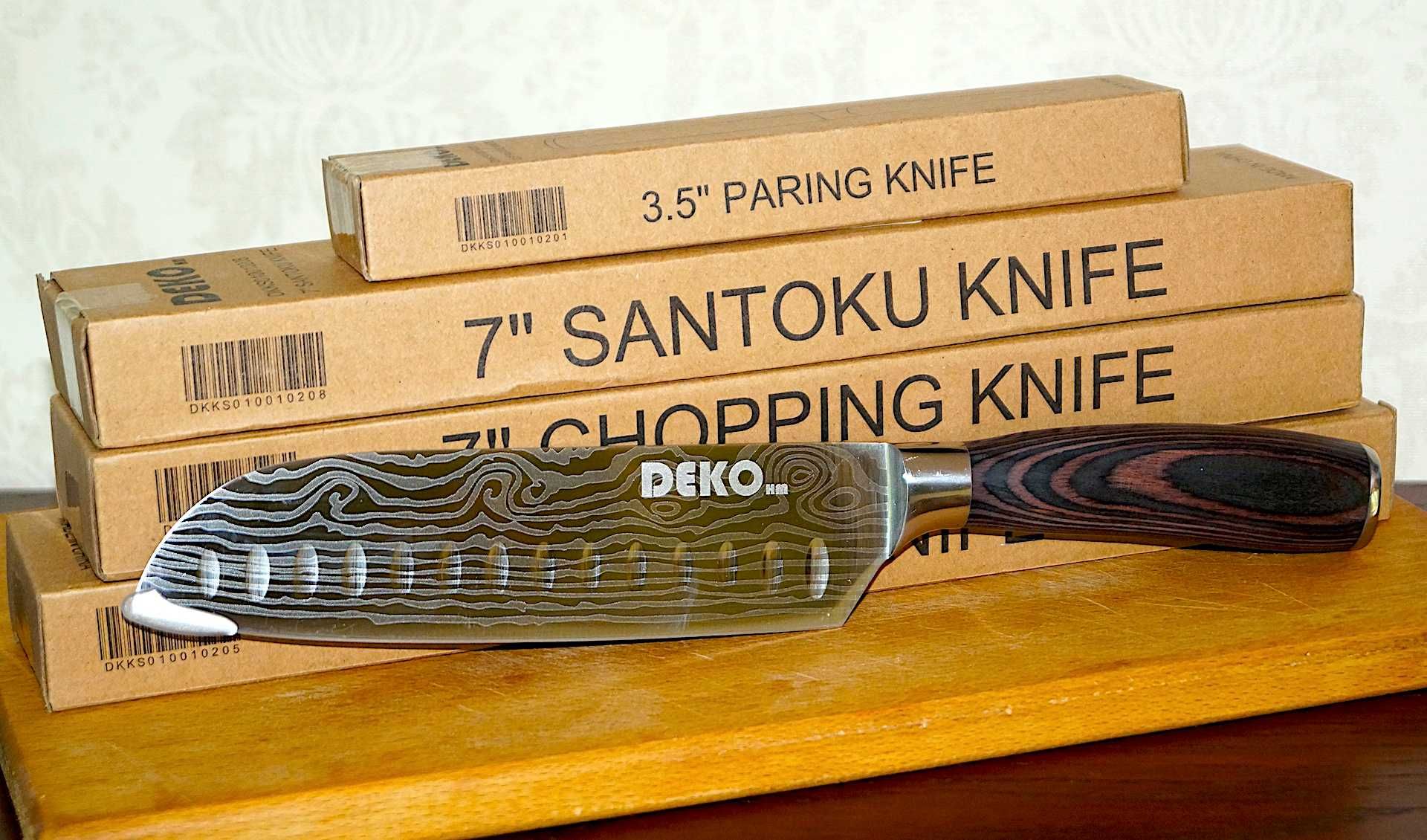 Сантоку Шеф Накири дамаск набор кухонных ножей DEKO 4 шт