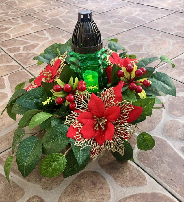 Stroik nagrobny Boże Narodzenie sztuczny obciążony