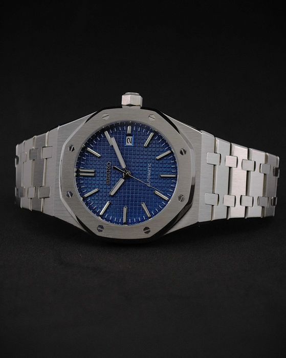 Zegarek Seiko Mod Royal Oak Ciemnoniebieska Granatowa tarcza