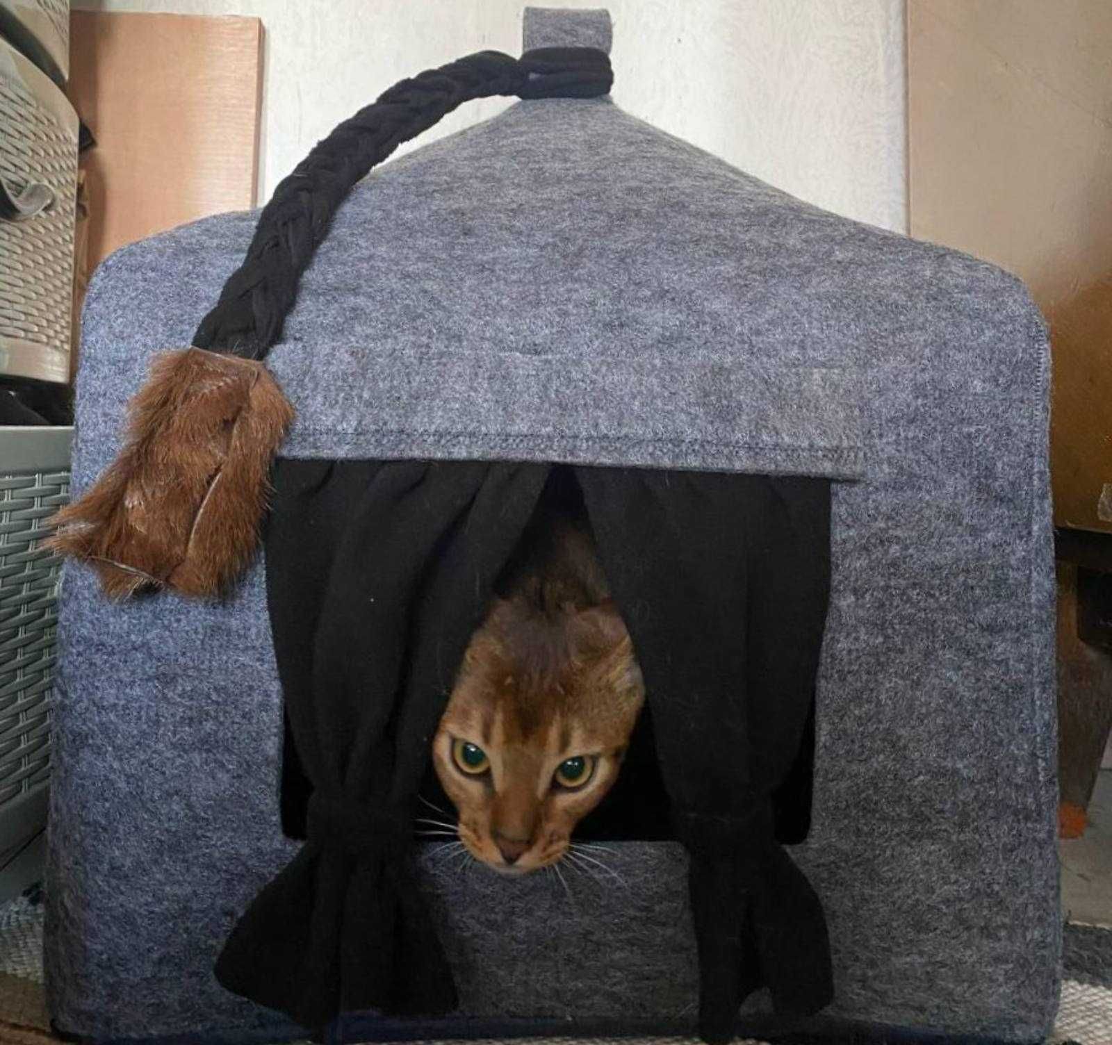Домик-лежанка со съемной подушкой для кота и собаки, будинок для кота