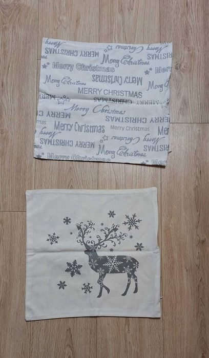 Świąteczne poszewki dekoracyjne z zamkiem – kolor ecru