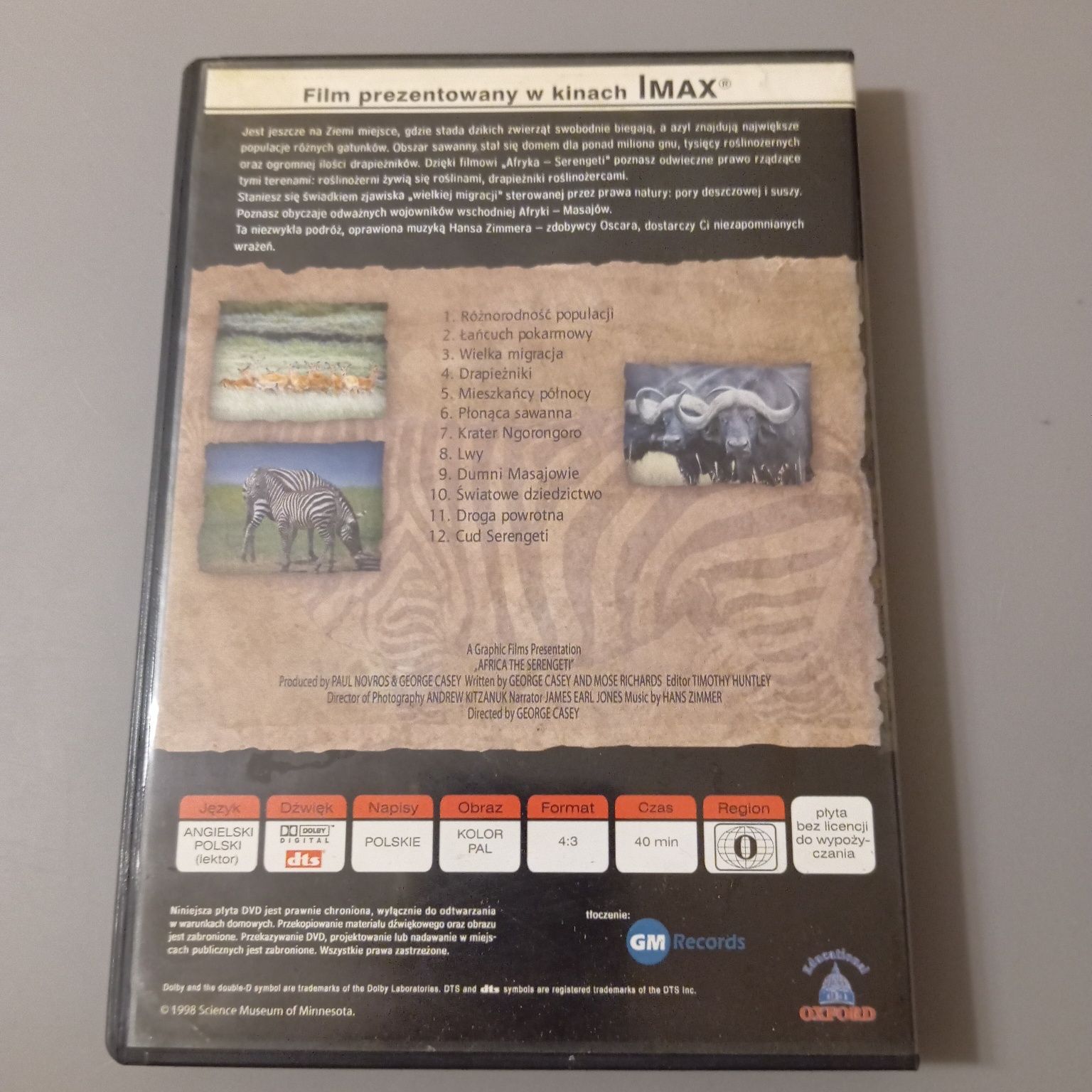 Afryka Serengeti, Niezwykły park krajobrazowy, film DVD, stan bdb