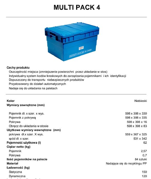 60x40x22 zamykane pojemniki magazynowe skrzynki plastikowe z pokrywą