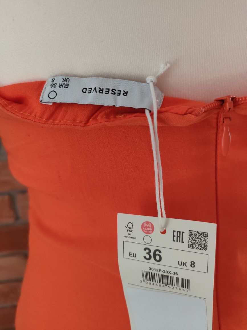 Pomarańczowa sukienka midi Reserved S 36 na wesele komunię nowa