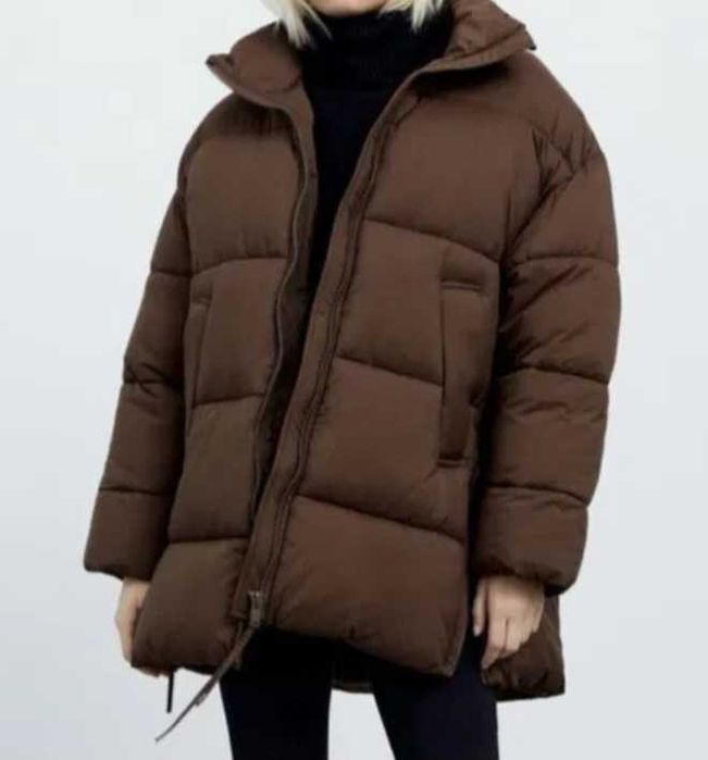 Куртка пуховик zara коричнева