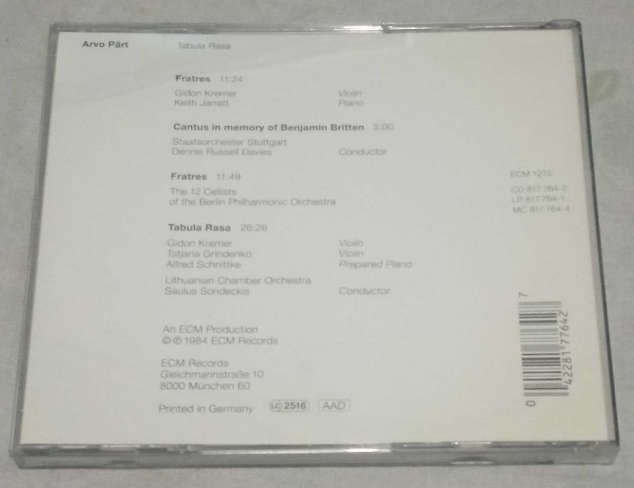 Arvo Part - Tabula rasa (1984)