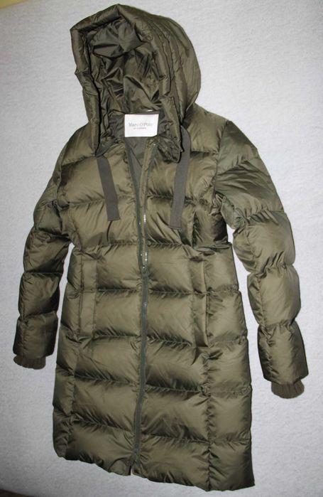 Marc O'Polo Płaszcz Puchowy Pikowany z Kapturem Damski Oliwka