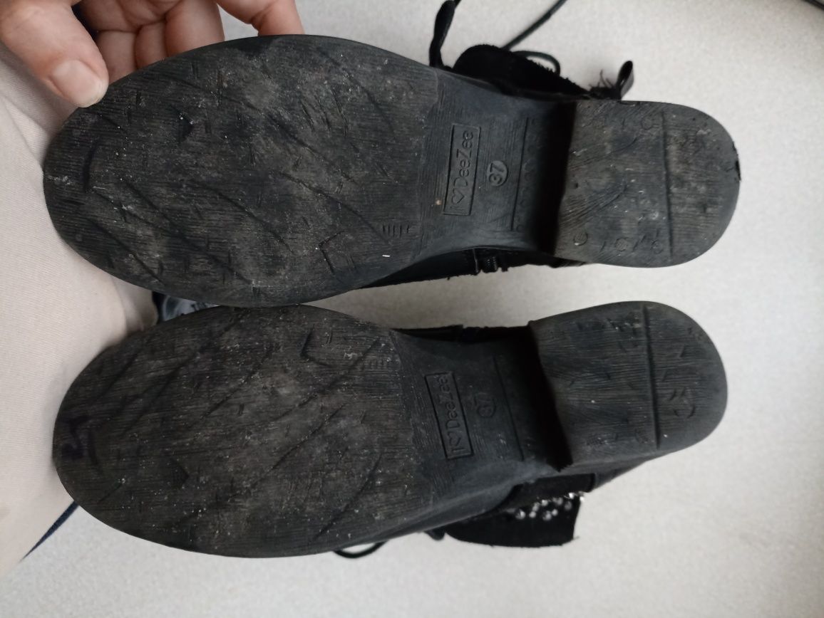 Buty botki DeeZee czarne sztyblety 37