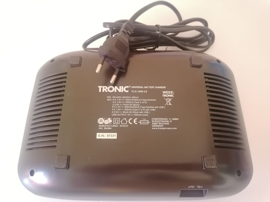 Carregador de Pilhas com USB, TRONIC