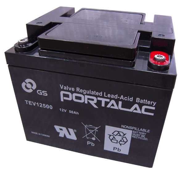 Аккумулятор для ИБП, UPS: PORTALAC 12V 50 Ah (TEV12500) 198х166х171