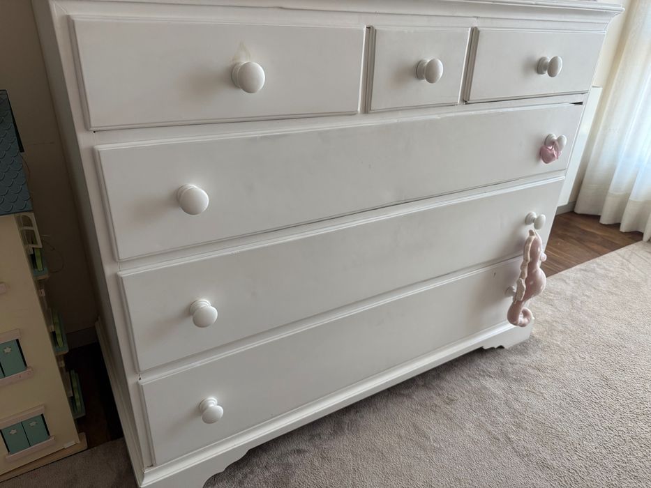 Cómoda madeira maciça branca 130x105x65cm