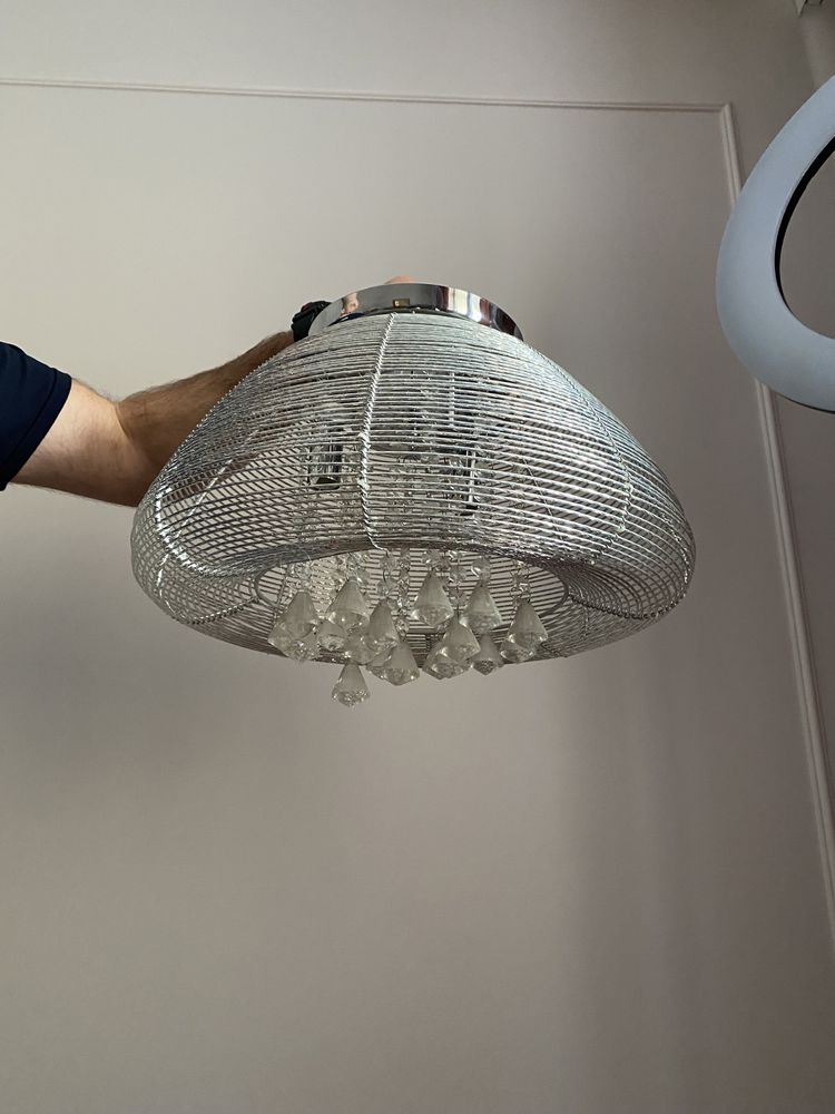 Lampa plafon srebrna Italux kryształki glamour