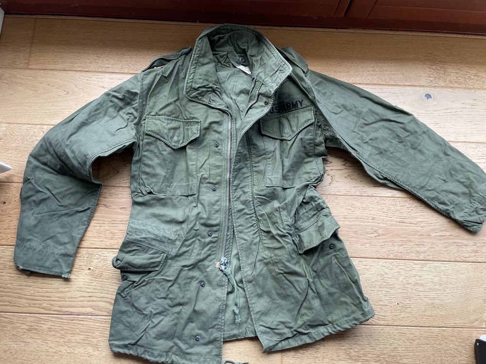 Kurtka M65 zielona kontrakt US Army aluminiowy zamek wczesna S Long