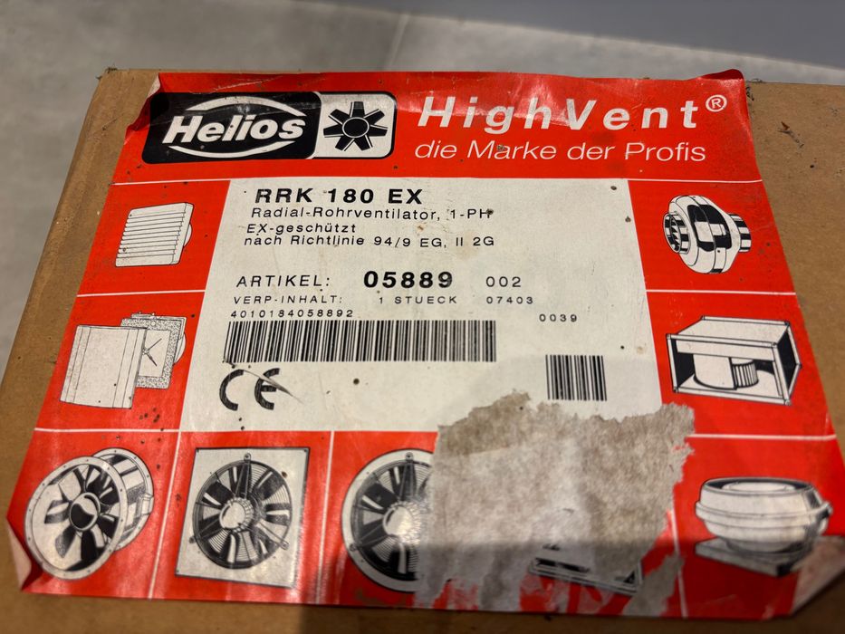 Wentylator rurowy promieniowy Helios RRK 180 EX