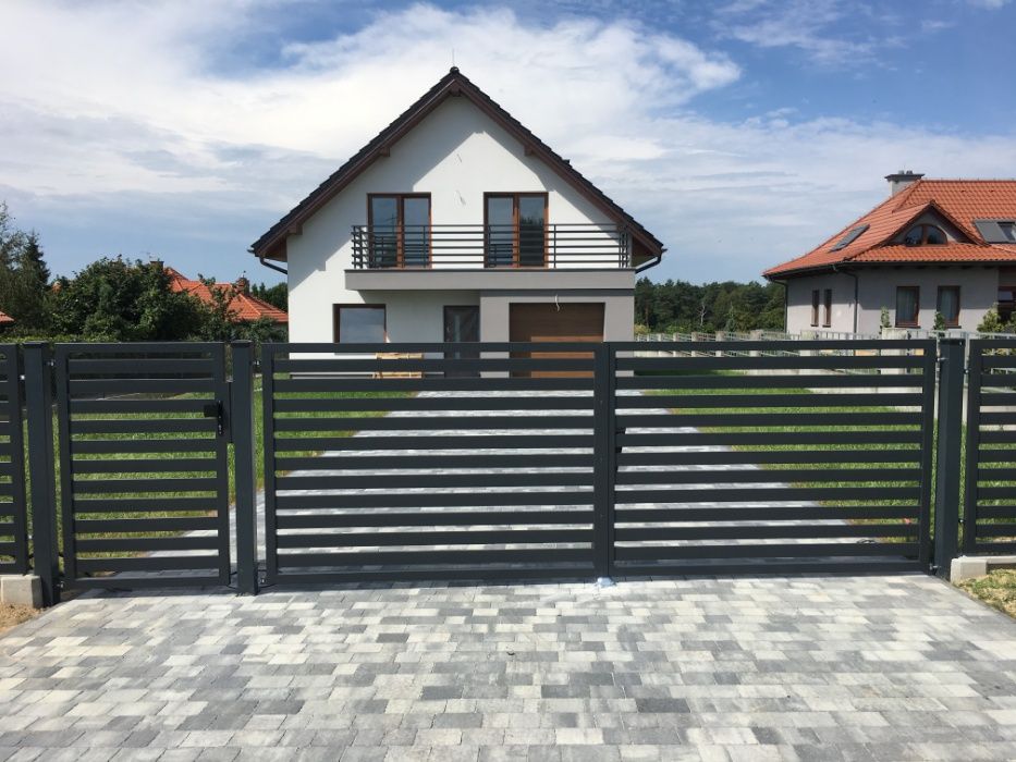 Brama PRZESUWNA, Nowoczesna, nr N1 OCYNK +KOLOR 80x20