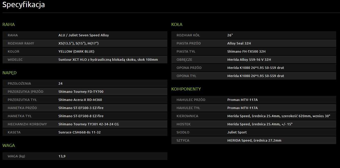 Rower Merida JULIET 6. 20-V XS