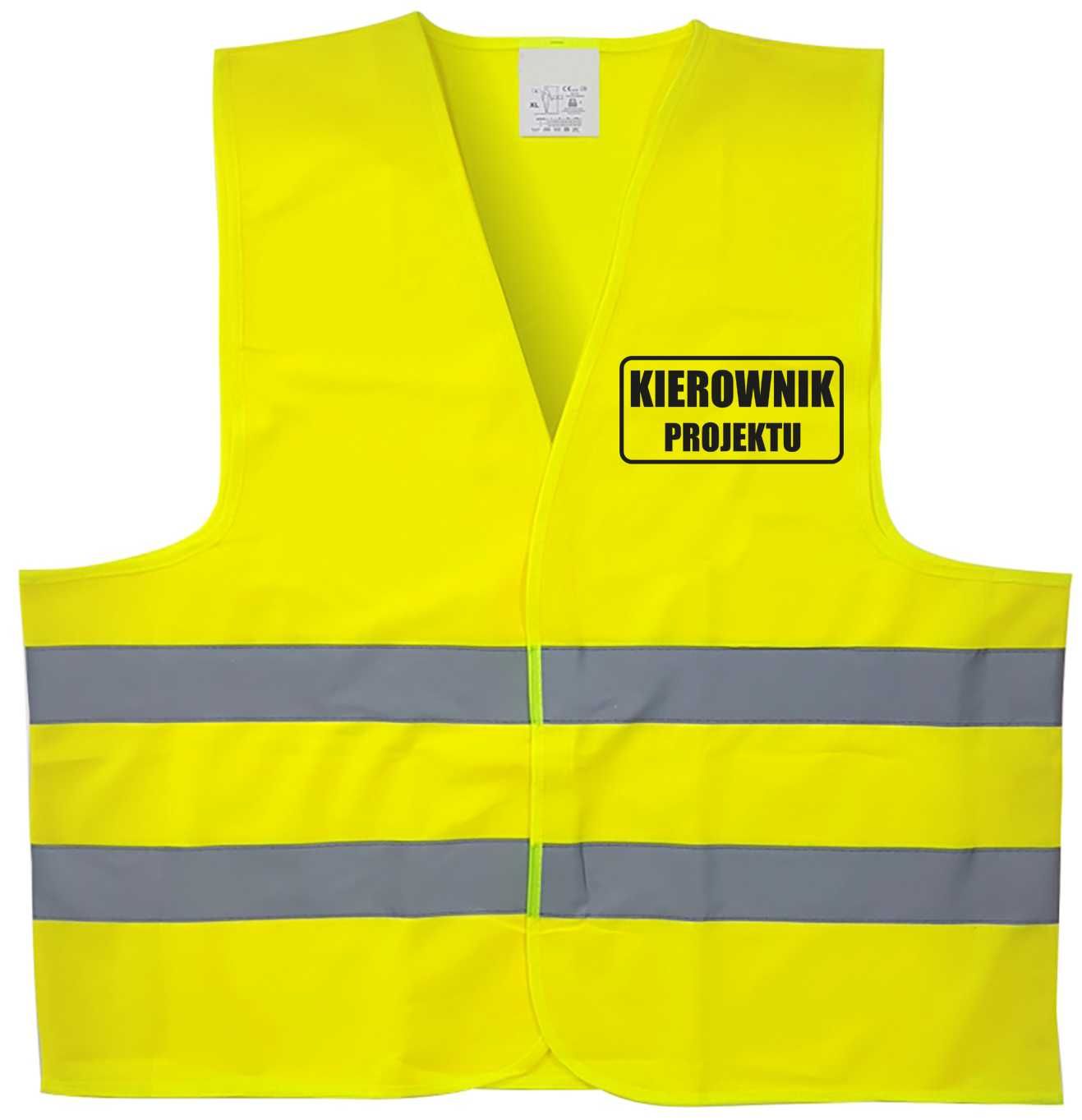 kamizelka odblaskowa, kamizelka z nadrukiem kierownik projektu