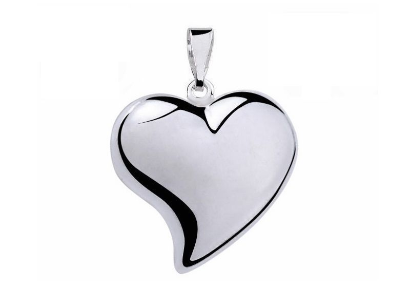 Klasyczny Srebrny Wisiorek Duże Gładkie Serce Serduszko Ptheart_C