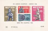 znaczki pocztowe - Meksyk 1967 bl.3 cena 3,60 zł kat.3€ - sport