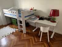 Cama alta de criança para brincar em baixo com colchão tamanho 195x87