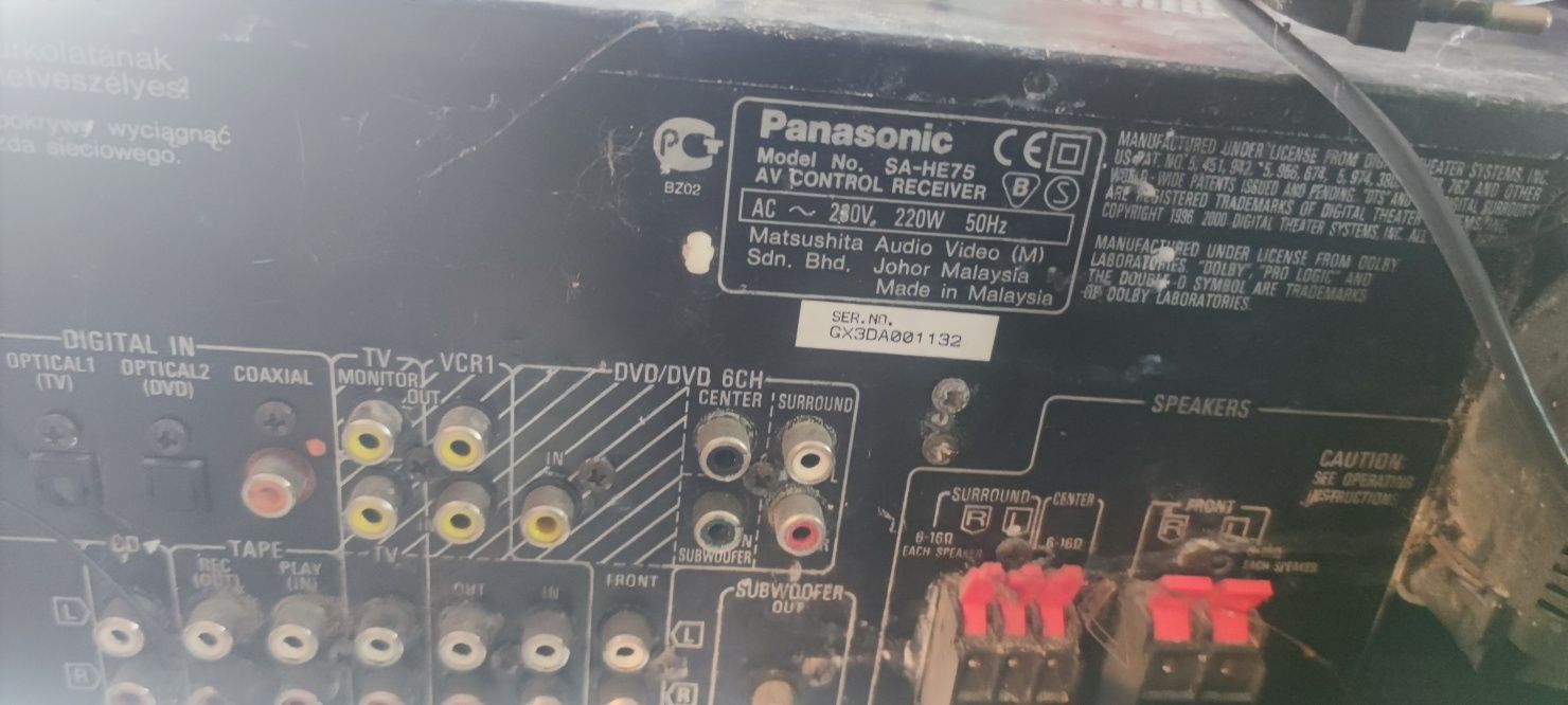 Amplituner Panasonic sa-he75 zestaw 5.1 koda aiwa glosniki