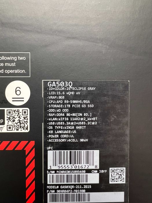 Asus ROG Zephyrus G15 2K|Ryzen 9 5900HS|DDR5-16GB|SSD-1TB|RTX 3070