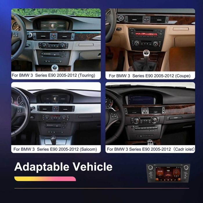 Rádio Android 7" BMW Série 3 (E90) Carplay Android Auto GPS 32G *novo*